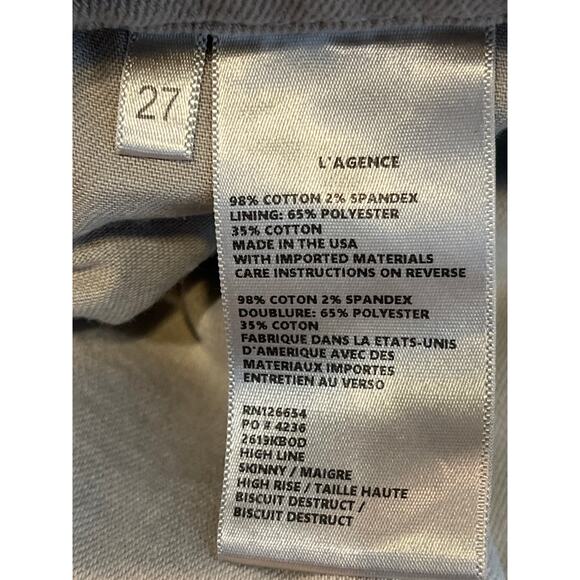 L’Agence Size 27 Skinny High Rise Biscuit Distressed Jeans - Picture 7 of 9